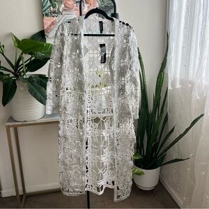 Classic foil crochet drama cardigan new with tags